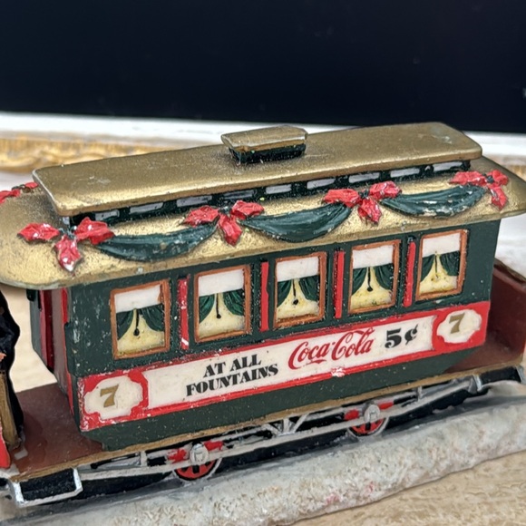 Coca Cola Trolly and Snowman Woman and Man Christmas Village Pieces Vintage - Picture 2 of 8